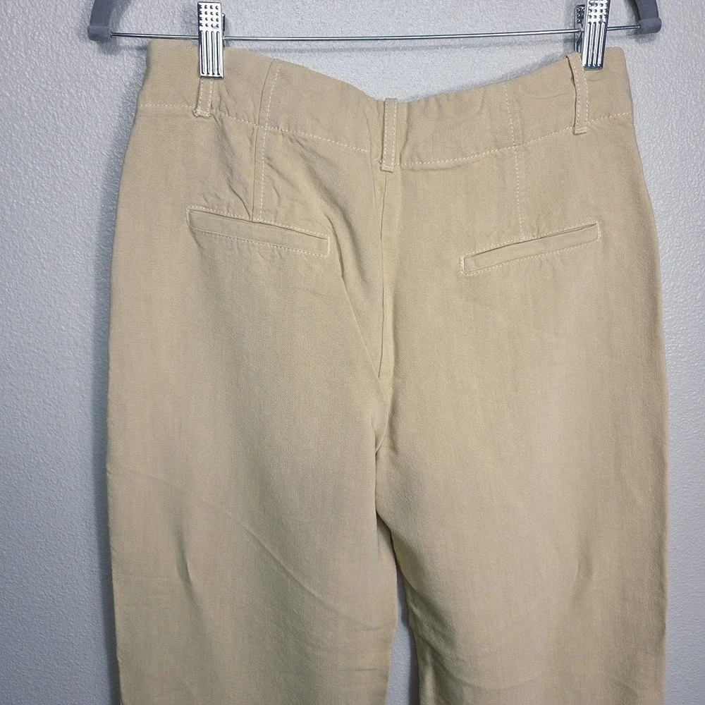 Zara Linen‎ Blend Wide Leg Pants Muted Yellow Neutral High Rise Size S